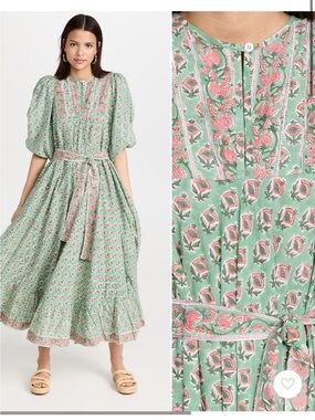 Marea by Liz Joy Mint Green Block Print House Dress